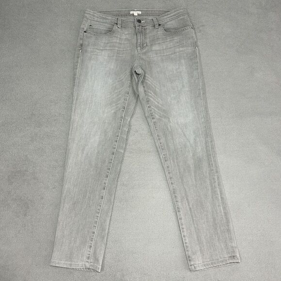 Eileen Fisher Jeans Womens 8 Gray Straight Mid Rise Boyfriend Stretch USA 32x29 - Picture 1 of 8